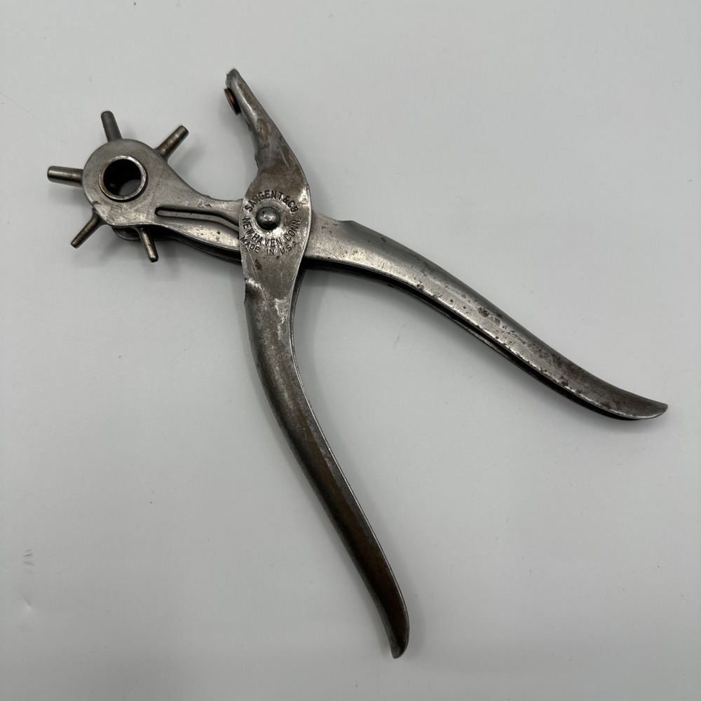 Vintage Sargent 9" Rotary 6 Hole Punch New Haven USA Leather Tool Steel Copper